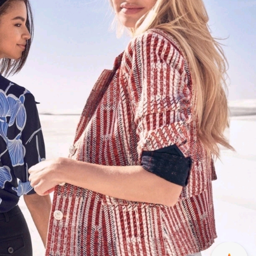 Cabi Patchwork Cotton Blend Blazer - image 2